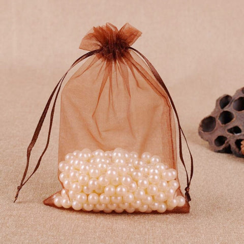 100 PCS Gift Bags Jewelry Organza Bag Wedding Birthday Party Drawable Pouches, 7X9cm
