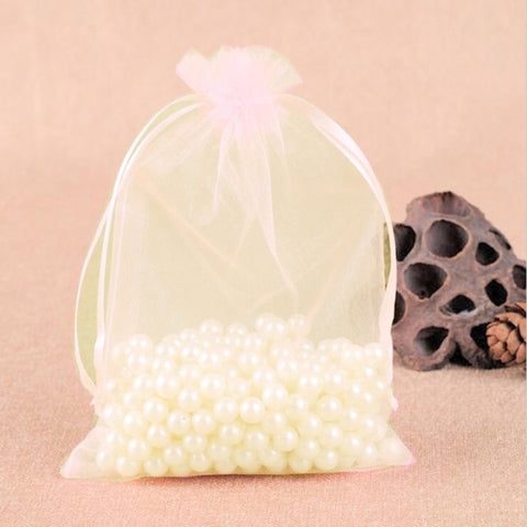 100 PCS Gift Bags Jewelry Organza Bag Wedding Birthday Party Drawable Pouches, 7X9cm