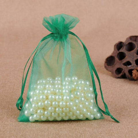 100 PCS Gift Bags Jewelry Organza Bag Wedding Birthday Party Drawable Pouches, 7X9cm