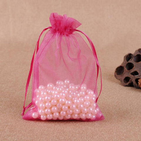 100 PCS Gift Bags Jewelry Organza Bag Wedding Birthday Party Drawable Pouches, 7X9cm