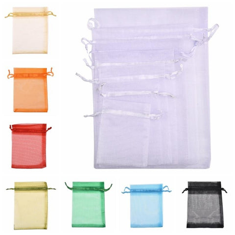 100 PCS Gift Bags Jewelry Organza Bag Wedding Birthday Party Drawable Pouches, 20x30cm