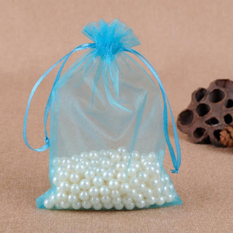 100 PCS Gift Bags Jewelry Organza Bag Wedding Birthday Party Drawable Pouches, 20x30cm