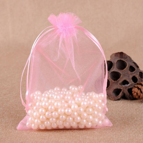 100 PCS Gift Bags Jewelry Organza Bag Wedding Birthday Party Drawable Pouches, 20x30cm