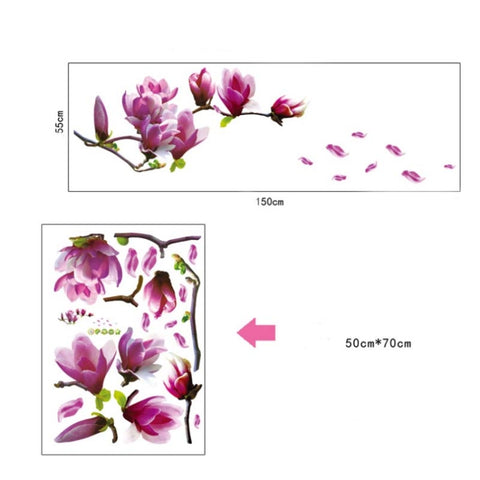 Creative PVC Magnolia DecalsWallpaper Removable DIY Art Home Decoration, Magnolia