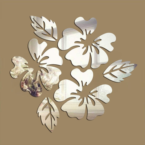2 Sets Flower Pattern Wall Sticker Home Decor 3D Wall Decal Art DIY Mirror Wall Stickers Living Room Decoration