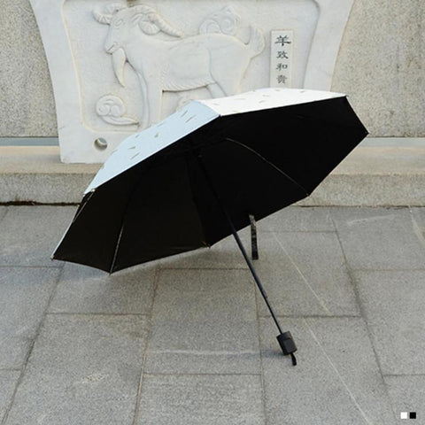 Feather Pattern Umbrella Dual-Use Three Folding Manual Control Portable Sunscreen Rain Umbrellas Windproof Parasol