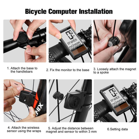 WEST BIKING Wireless Solar Code Table Mountain Road Bike Large Character Code Table Five Language Waterproof Speedometer, WEST BIKING Speedometer