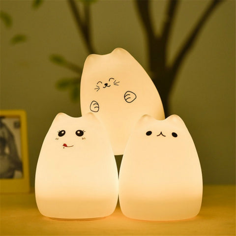 USB Charging Novelty Night Lights Cute Children Night Lamp Distant Control Touch Sensor Light Home Decor Lighting, Popular Cat ?, Pouting Cat, Lucky Cat