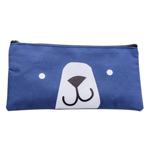 2 PCS Cartoon Dog Simple Big Capacity Pencil Bag Office School Student Supplie Stationery, Grey, Blue, Dark Blue, Light Yellow