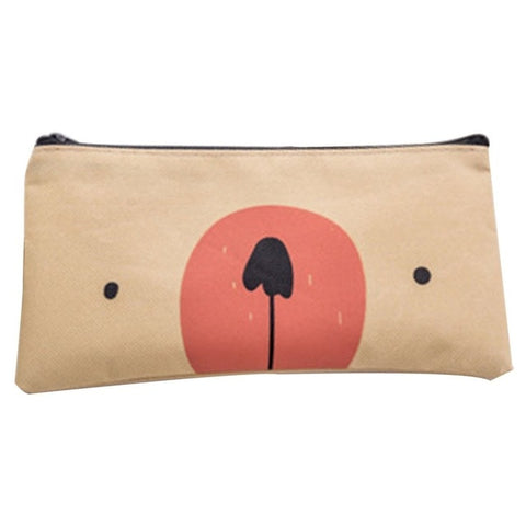 2 PCS Cartoon Dog Simple Big Capacity Pencil Bag Office School Student Supplie Stationery, Grey, Blue, Dark Blue, Light Yellow