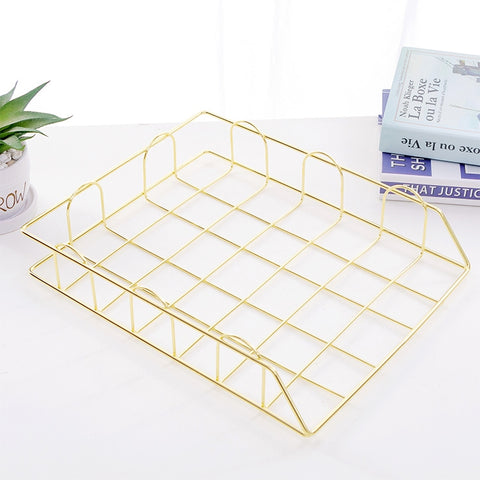 Folding Wrought Iron Letter Magazine Newspaper Holder Storage Rack File Tray Office Desk Organizer Supplies