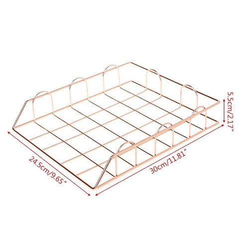Folding Wrought Iron Letter Magazine Newspaper Holder Storage Rack File Tray Office Desk Organizer Supplies