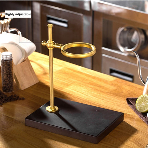 Wood Base Hand Coffee Filter Holder Adjustable Filter Holder, Rubber Wood, Spade Wood