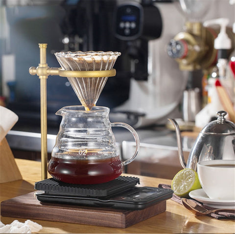 Wood Base Hand Coffee Filter Holder Adjustable Filter Holder, Rubber Wood, Spade Wood