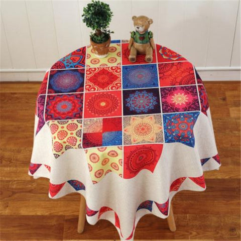 Retro Pattern Linen Table Cloth For Dinner Home Decor Dustproof Table Cover, 140x140cm, 140x200cm