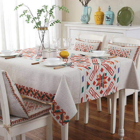 Retro Pattern Linen Table Cloth For Dinner Home Decor Dustproof Table Cover, 140x140cm, 140x200cm