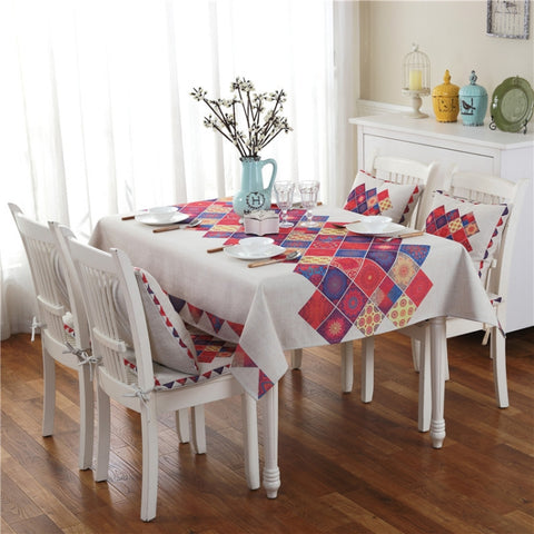 Retro Pattern Linen Table Cloth For Dinner Home Decor Dustproof Table Cover, 140x140cm, 140x200cm