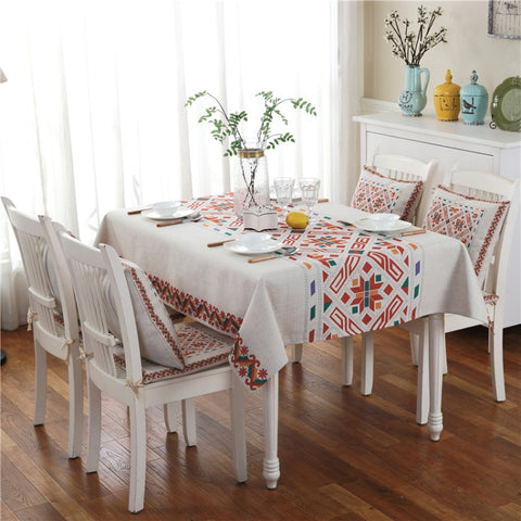 Retro Pattern Linen Table Cloth For Dinner Home Decor Dustproof Table Cover, 140x140cm, 140x200cm