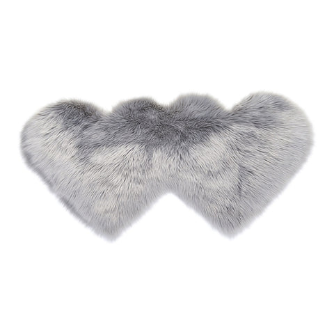 Creative Double Heart Imitation Wool Carpet Sofa Cushion Mat Plush Bedroom Living Room Floor Rugs, 35x70 cm, 60x120cm