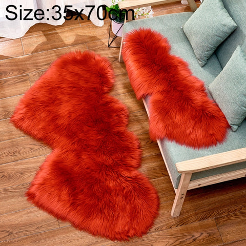 Creative Double Heart Imitation Wool Carpet Sofa Cushion Mat Plush Bedroom Living Room Floor Rugs, 35x70 cm, 60x120cm