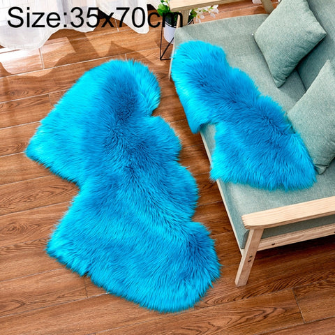 Creative Double Heart Imitation Wool Carpet Sofa Cushion Mat Plush Bedroom Living Room Floor Rugs, 35x70 cm, 60x120cm