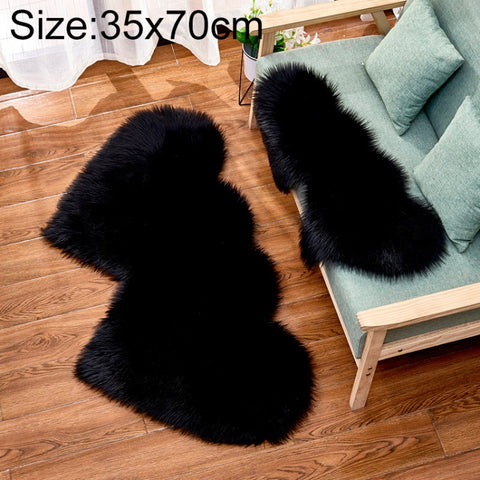 Creative Double Heart Imitation Wool Carpet Sofa Cushion Mat Plush Bedroom Living Room Floor Rugs, 35x70 cm, 60x120cm
