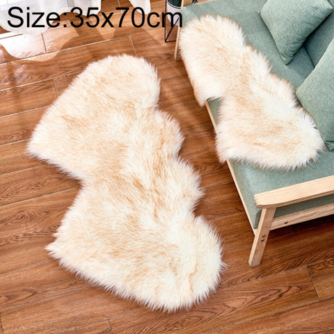 Creative Double Heart Imitation Wool Carpet Sofa Cushion Mat Plush Bedroom Living Room Floor Rugs, 35x70 cm, 60x120cm