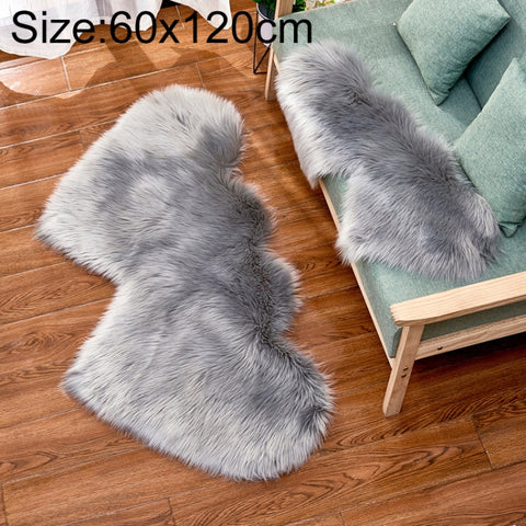 Creative Double Heart Imitation Wool Carpet Sofa Cushion Mat Plush Bedroom Living Room Floor Rugs, 35x70 cm, 60x120cm