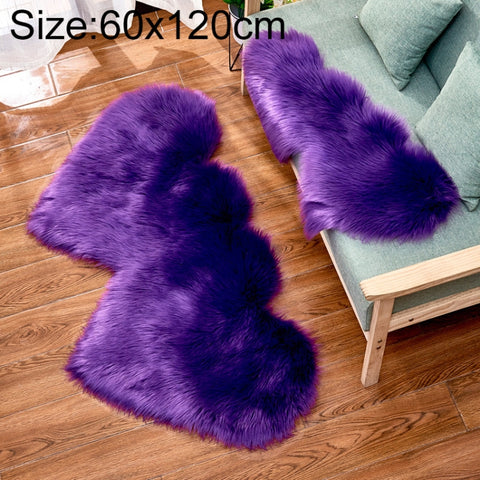 Creative Double Heart Imitation Wool Carpet Sofa Cushion Mat Plush Bedroom Living Room Floor Rugs, 35x70 cm, 60x120cm