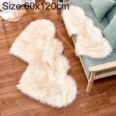 Creative Double Heart Imitation Wool Carpet Sofa Cushion Mat Plush Bedroom Living Room Floor Rugs, 35x70 cm, 60x120cm
