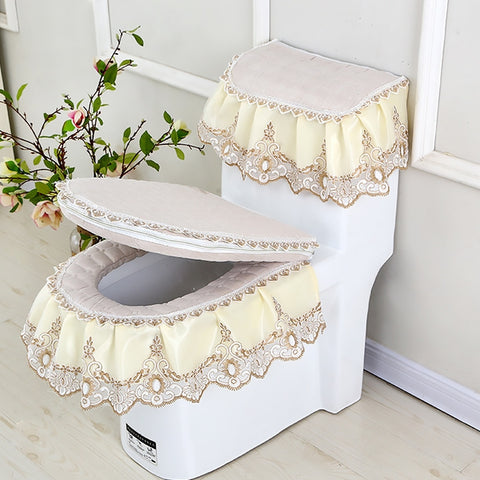 3 PCS / Set Universal Anti-Dust Cover Fabric Zipper Toilet Seat