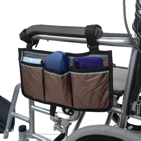 Walking Aid Wheelchair Armrest Side Storage Bag Car Storage Hanging Bag, Purple, Black, Brown, Red Wine, Dark Blue
