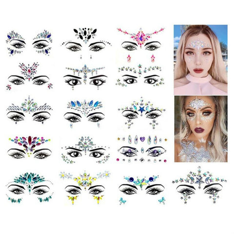3 PCS  Forehead Green Masquerade Makeup Acrylic Face Sticker, YT-46, YT-47, YT-48, YT-49, YT-50, YT-51, YT-52, YT-53-01, YT-53-02, YT-54, YT-55, YT-56, YT-57, YT-59, YT-60, YT-61, YT-65, YT-66, YT-67, YT-68, YT-69