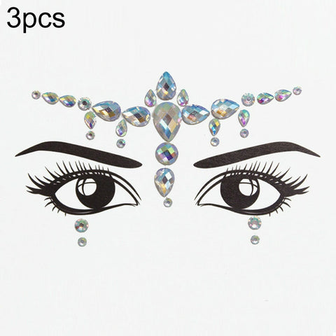 3 PCS  Forehead Green Masquerade Makeup Acrylic Face Sticker, YT-46, YT-47, YT-48, YT-49, YT-50, YT-51, YT-52, YT-53-01, YT-53-02, YT-54, YT-55, YT-56, YT-57, YT-59, YT-60, YT-61, YT-65, YT-66, YT-67, YT-68, YT-69
