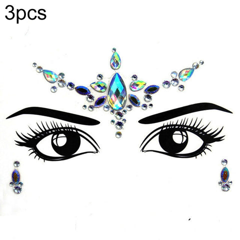 3 PCS  Forehead Green Masquerade Makeup Acrylic Face Sticker, YT-46, YT-47, YT-48, YT-49, YT-50, YT-51, YT-52, YT-53-01, YT-53-02, YT-54, YT-55, YT-56, YT-57, YT-59, YT-60, YT-61, YT-65, YT-66, YT-67, YT-68, YT-69