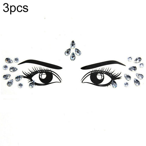 3 PCS  Forehead Green Masquerade Makeup Acrylic Face Sticker, YT-46, YT-47, YT-48, YT-49, YT-50, YT-51, YT-52, YT-53-01, YT-53-02, YT-54, YT-55, YT-56, YT-57, YT-59, YT-60, YT-61, YT-65, YT-66, YT-67, YT-68, YT-69