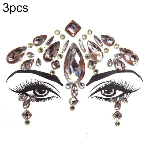 3 PCS  Forehead Green Masquerade Makeup Acrylic Face Sticker, YT-46, YT-47, YT-48, YT-49, YT-50, YT-51, YT-52, YT-53-01, YT-53-02, YT-54, YT-55, YT-56, YT-57, YT-59, YT-60, YT-61, YT-65, YT-66, YT-67, YT-68, YT-69