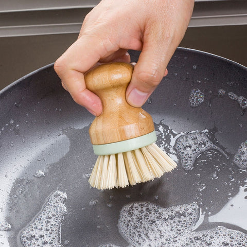 Multifunctional Tool Kitchen Cleaning Brush Wooden Handle Dish Scrubber Pot Pan Dishwasher, Solid wood Brush