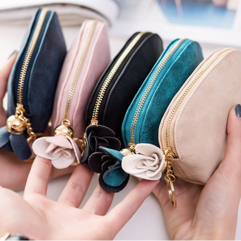 Creative Mini Cute Coin Purse with Flower Tassel Pendant