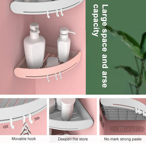 Bathroom Bath Rack Wall-mounted Punch-free Triangle Plastic Storage Basket