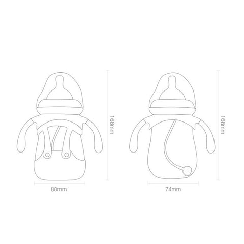 High Borosilicate Glass Baby Bottle with Silicone Sleeve, 240ml