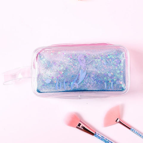 Cute PVC Pig Pattern Pencil Case Colorful Transparent Quicksand Girl Pen Bag Creative Stationery School Supplies