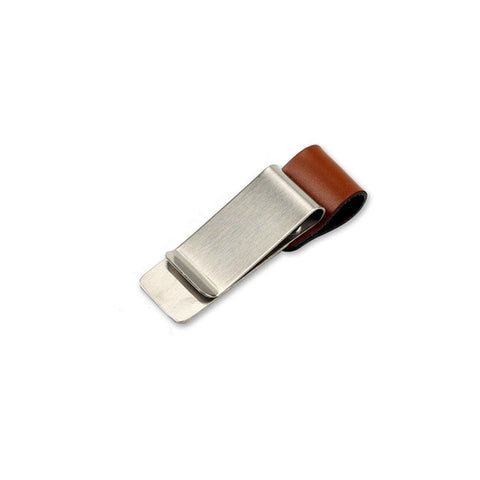 Metal Leather Pen Holder Stainless Steel Pencil Clip Notebook Pen Holder, Gold-Brown, Silver-Brown, Silver-Black