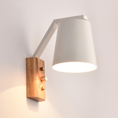 Creative Bedroom Study Bedside Balcony Aisle Porch Hotel Cafe Wood Wall Lamp Switch Light, without Light Source, Warm White, White Light