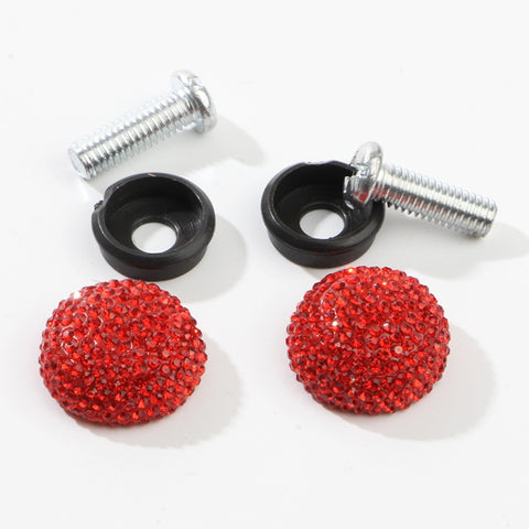 Car License Plate Modification Screw Cap Diamond-encrusted Solid Seal Anti-theft Screws, White, Pink, Black, Red, Lake Blue, Green, Bright Black