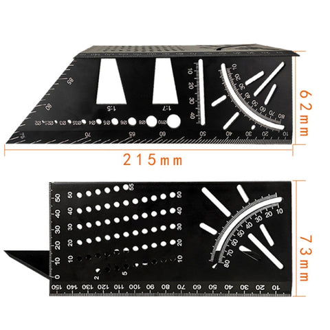 3D Woodworking Stop Gauge Aluminum Alloy Multi-function Angle Ruler, 3D Angle Ruler