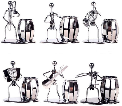 Iron Music Iron Man Brass Band Pen Holder Home Study Office Decoration Ornaments, C160 Guitar, C161 Violin, C164 Electric Guitar, C166 Accordion, C167 French Horn, C168 Saxophone, C169 Longhorn