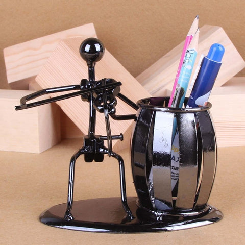 Iron Music Iron Man Brass Band Pen Holder Home Study Office Decoration Ornaments, C160 Guitar, C161 Violin, C164 Electric Guitar, C166 Accordion, C167 French Horn, C168 Saxophone, C169 Longhorn