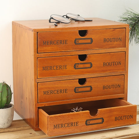Retro Wooden Drawer Storage Cabinet Desk, One Pumping, Two Pumping, Three Pumping, Four Pumping