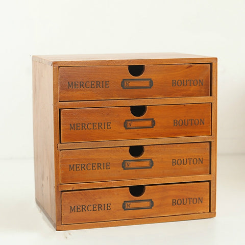 Retro Wooden Drawer Storage Cabinet Desk, One Pumping, Two Pumping, Three Pumping, Four Pumping